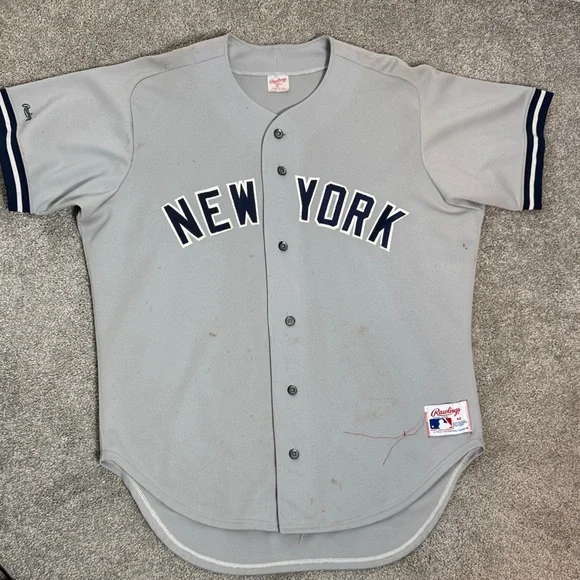 Vintage Rawlings Gray New York Baseball Jersey - Picture 1 of 14